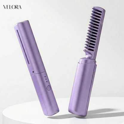 Cordless Mini Hair Straightener & Hot Comb - Rechargeable Travel Styler with Adjustable Heat