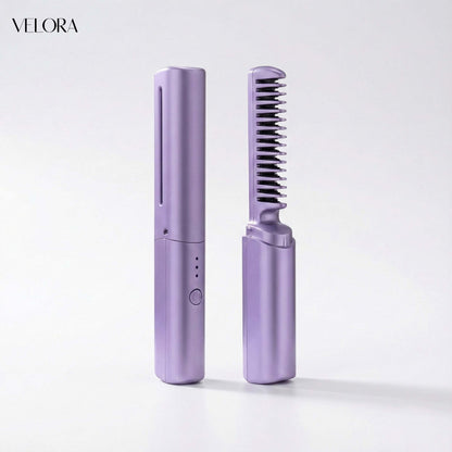 Cordless Mini Hair Straightener & Hot Comb - Rechargeable Travel Styler with Adjustable Heat