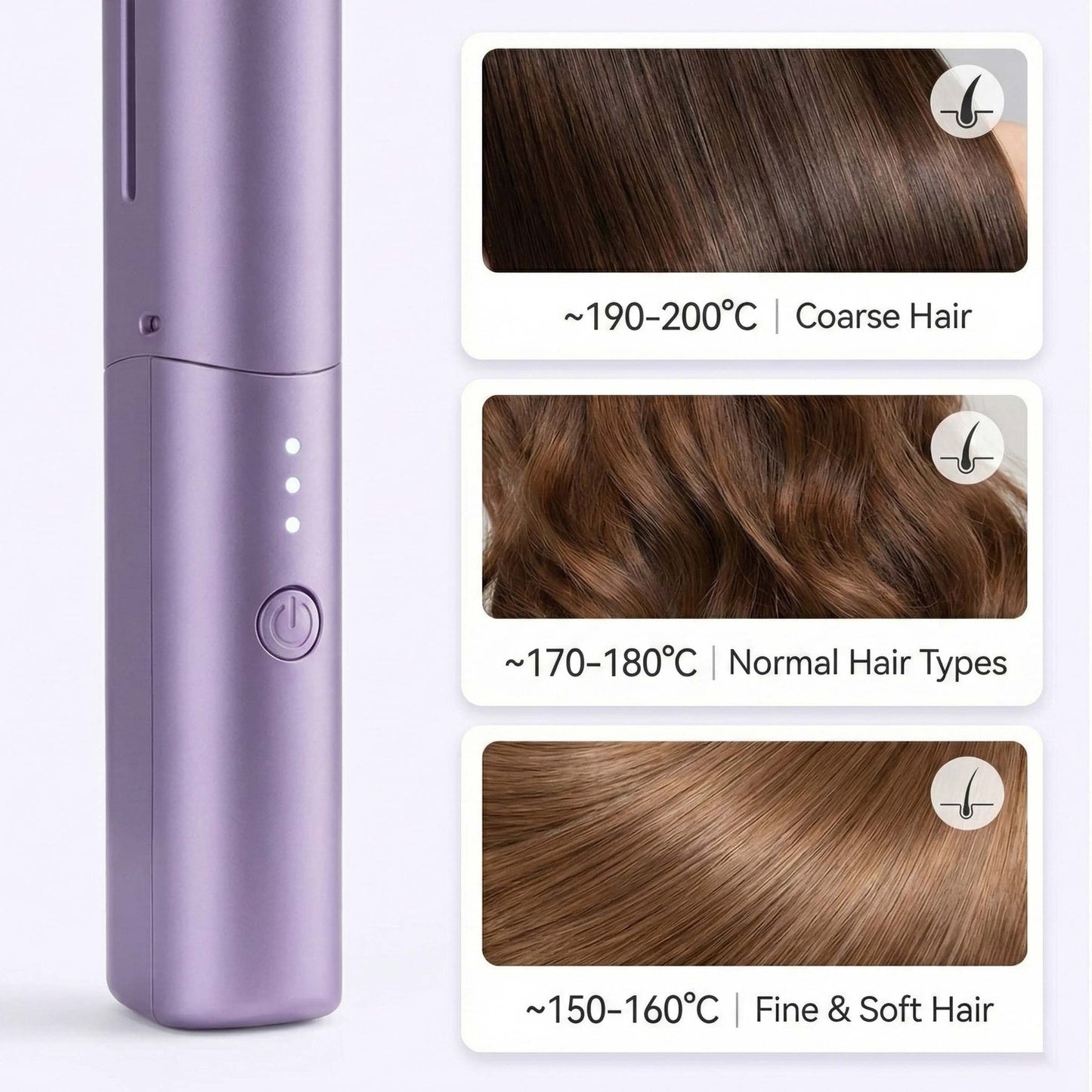 Cordless Mini Hair Straightener & Hot Comb - Rechargeable Travel Styler with Adjustable Heat