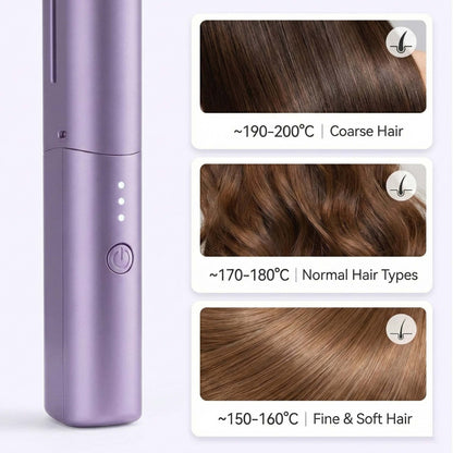 Cordless Mini Hair Straightener & Hot Comb - Rechargeable Travel Styler with Adjustable Heat